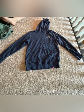 Sportiqe Navy Pullover Hoodie with Script Chest Logo